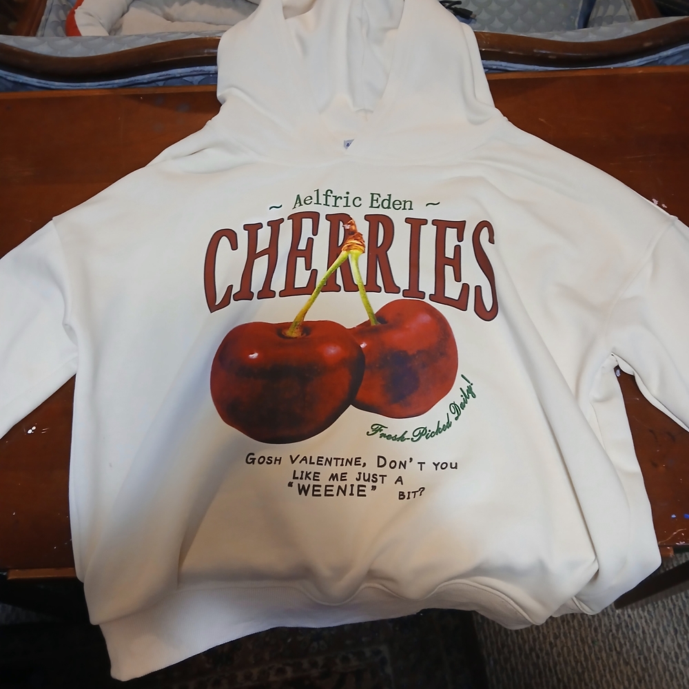 Aelfric Eden Cream Hoodie with Cherry Design